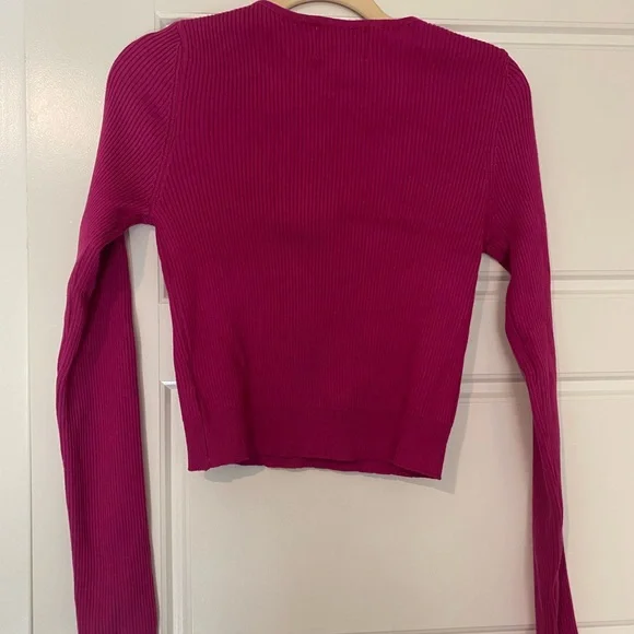 Pink Rose Women's Deep V-Neck Ribbed Knit Top - Pink - Picture 4 of 4